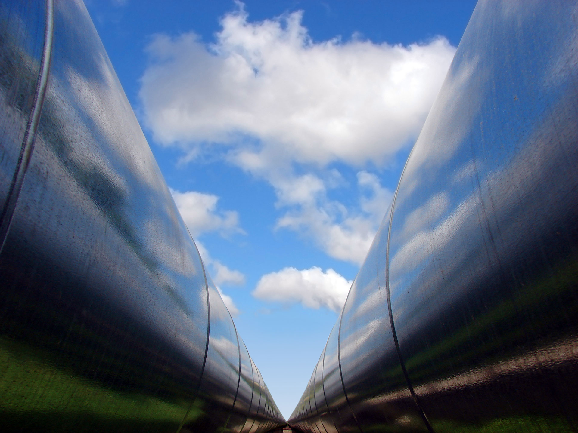 low-angle shot of a double pipeline